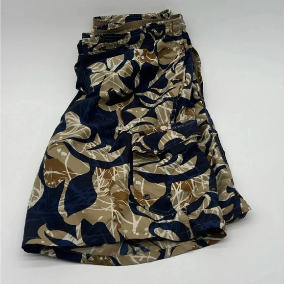 Men's SPEEDO Swim Trunks Navy & Gray Sz MEDIUM drawstring CARGO pockets - Picture 7 of 7